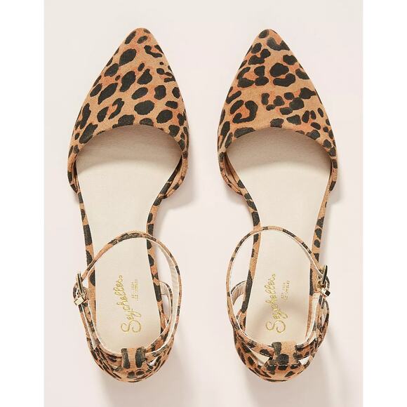 Anthro Seychelles 'Plateau Flats' Women's 7.5 Leopard Print Ankle Wrap Flat - Picture 10 of 10